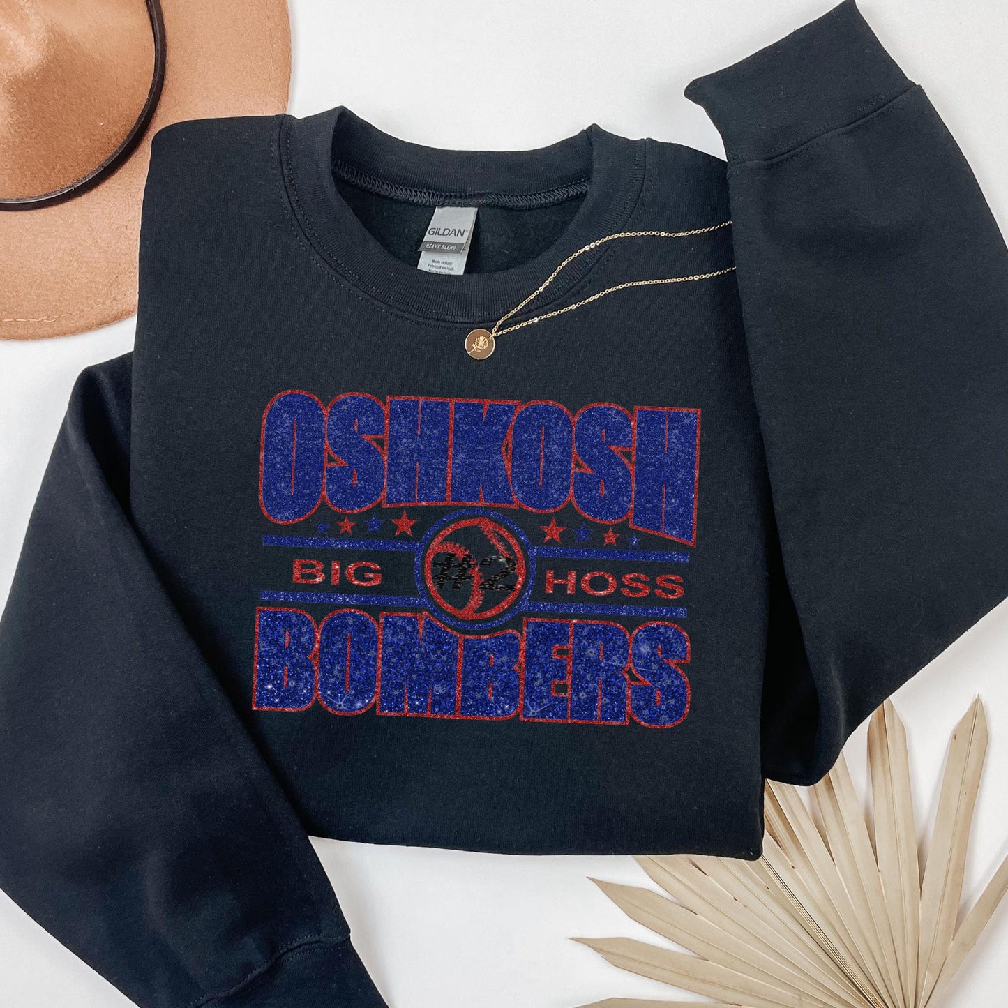 Customizable Glitter Oshkosh Bombers Crewneck