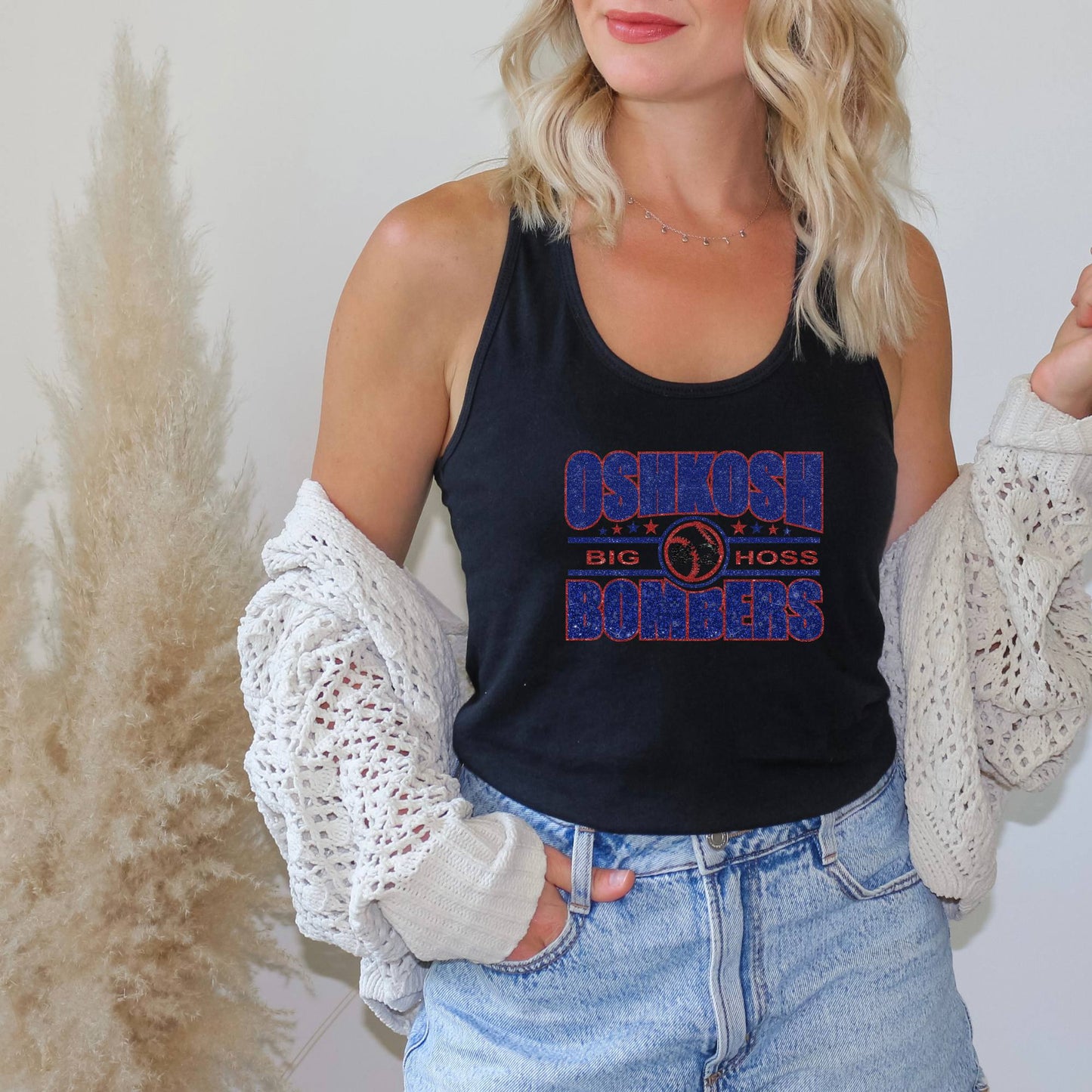 Customizable Glitter Oshkosh Bombers Tank