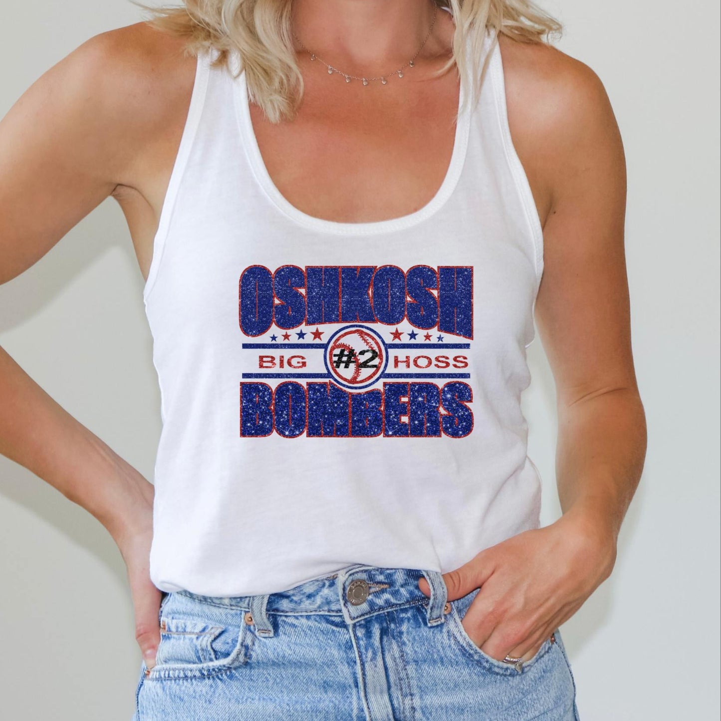 Customizable Glitter Oshkosh Bombers Tank
